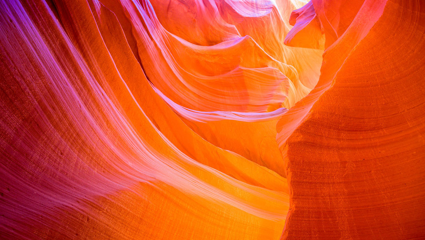 Red, yellow, and orange walls of Antelope Canyon