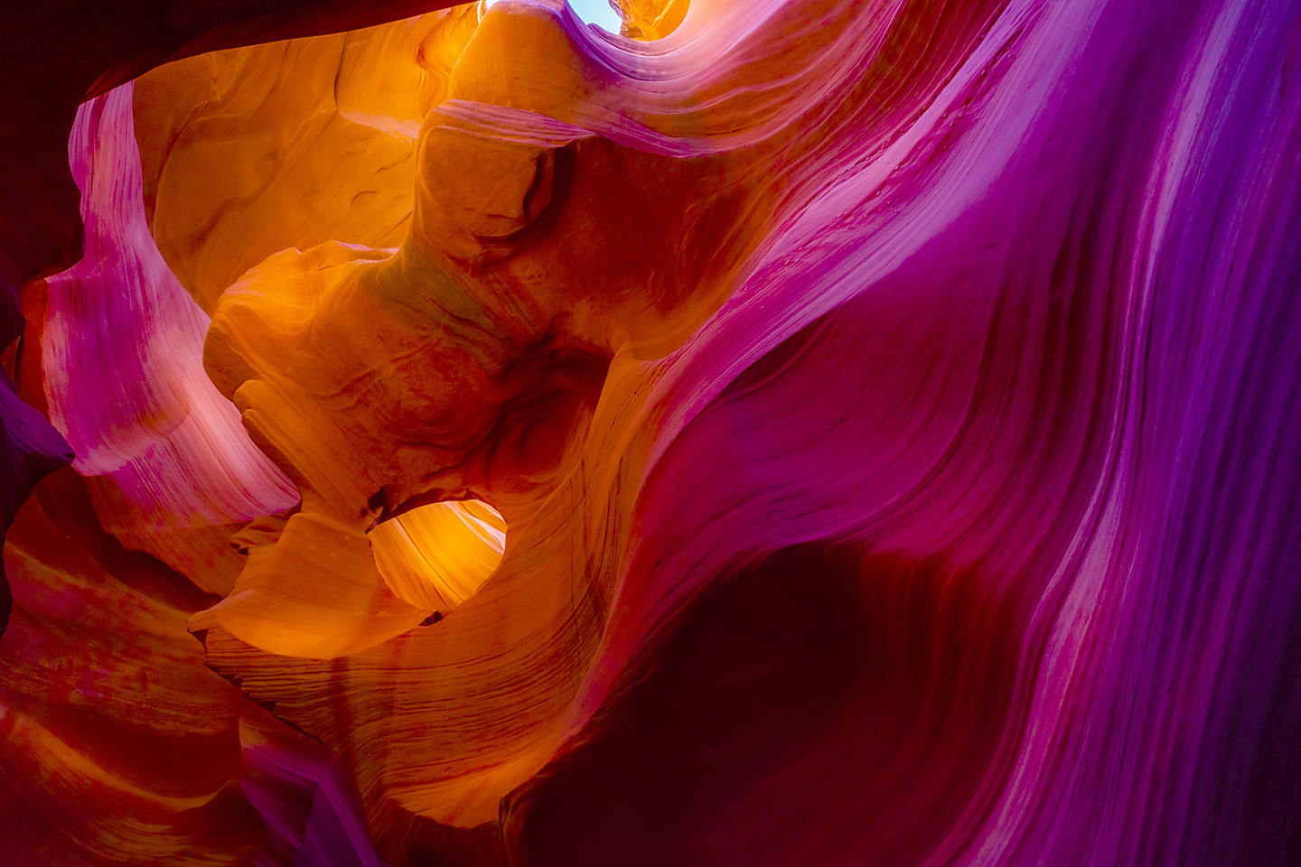 Antelope slot canyon illuminated by sunlight – Page, Arizona – USA